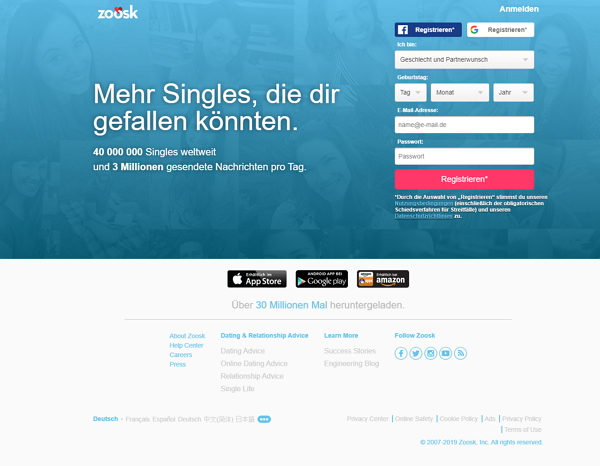 zoosk.de homepage